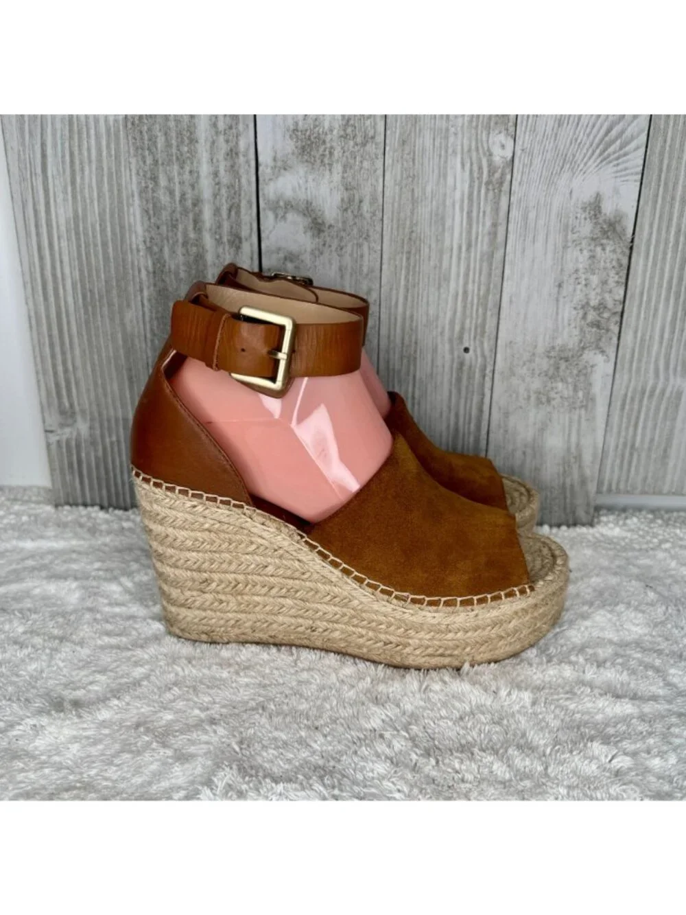 Marc Fisher Suede Platform Espadrille Sandals Size 7.5 M